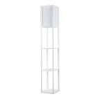Struttura Wooden Shelving Unit Floor Lamp With Fabric Shade In White 23582