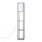 Struttura Wooden Shelving Unit Floor Lamp With Fabric Shade In Grey 23582