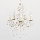 Lille 5 Way White Chandelier with Acrylic Droplets